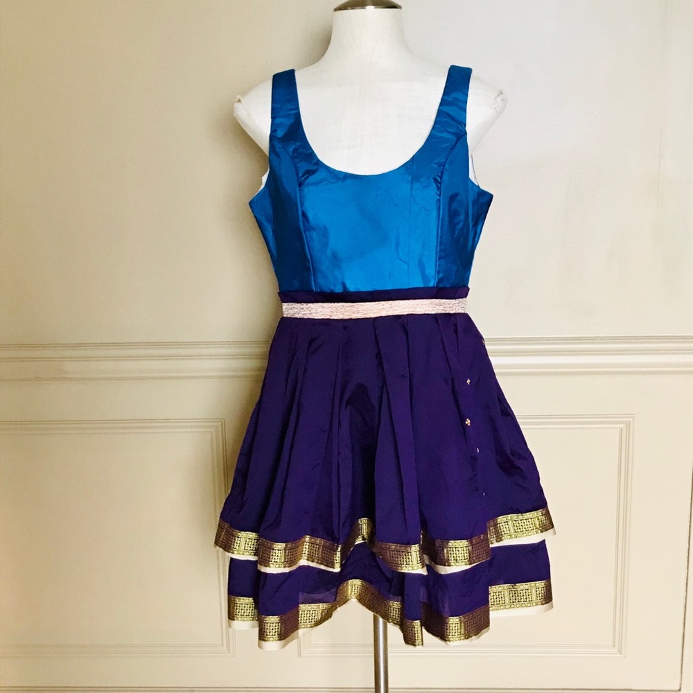 Elegant Blue and Purple Midi Dress